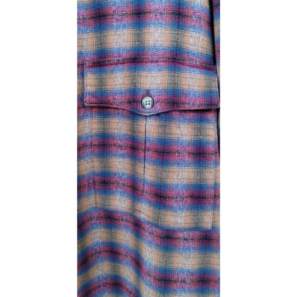 Vtg. ORVIS Men's Flannel Plaid 100% Cotton Shirt Size XXL Tan/Red/Blue - Picture 6 of 12